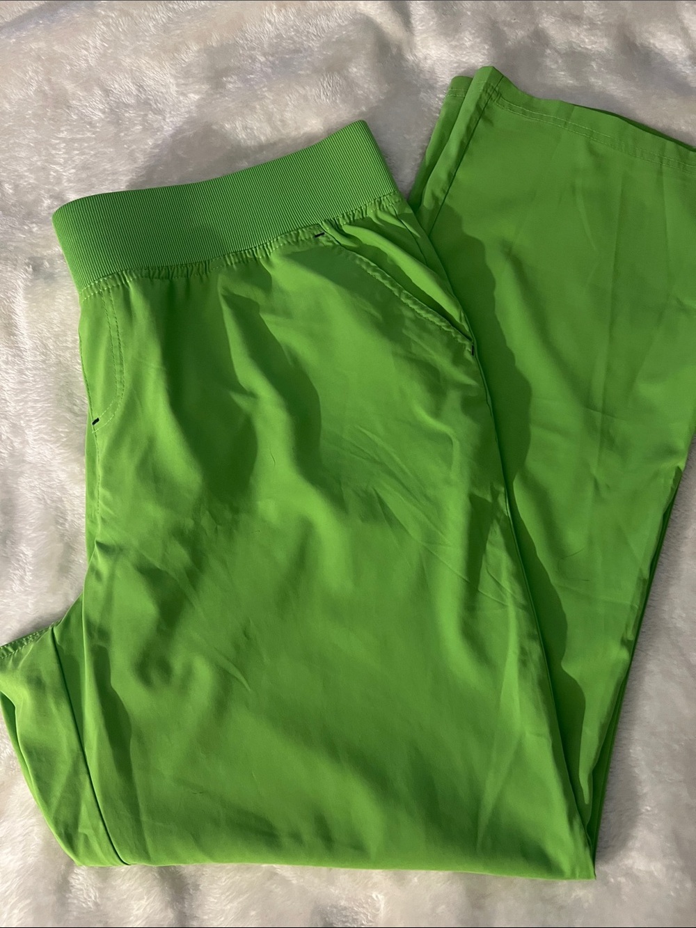 KOI 💚 LIME GREEN WIDE ELASTIC WAISTBAND 6-POCKET CARGO SCRUB PANTS Women’s XL - Picture 4 of 12